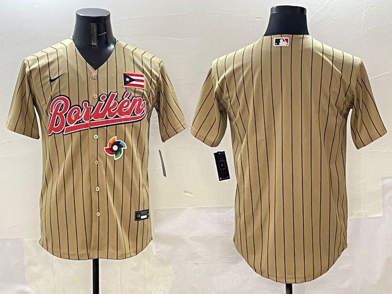 Men Puerto Rico Blank Brown Stripe Joint Name 2025 Nike MLB Jersey style 4